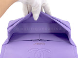 Chanel 2020 Lilac Lavender Violet Medium Caviar Classic Double Flap Bag GHW 8TX
