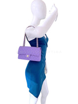 Chanel 2020 Lilac Lavender Violet Medium Caviar Classic Double Flap Bag GHW 8TX