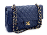 Chanel 20C Dark Navy Blue Medium Caviar Classic Double Flap Bag GHW KE2