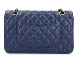 Chanel 20C Dark Navy Blue Medium Caviar Classic Double Flap Bag GHW KE2