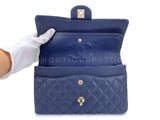 Chanel 20C Dark Navy Blue Medium Caviar Classic Double Flap Bag GHW KE2