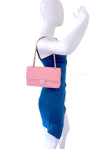 Chanel 2004 Sakura Pink Caviar Medium Classic Double Flap Bag SHW  7ZW