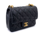 Chanel 24P Pearl Chain Square Mini Flap Bag GHW Black 9YV