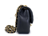 Chanel 24P Pearl Chain Square Mini Flap Bag GHW Black 9YV