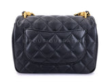Chanel 24P Pearl Chain Square Mini Flap Bag GHW Black 9YV