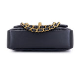 Chanel 24P Pearl Chain Square Mini Flap Bag GHW Black 9YV