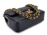 Chanel 24P Pearl Chain Square Mini Flap Bag GHW Black 9YV
