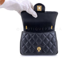 Chanel 24P Pearl Chain Square Mini Flap Bag GHW Black 9YV