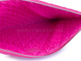 Chanel 2015 Fuchsia Pink Caviar Large Quilted O Case Clutch Bag SHW 4OV