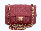 Chanel 2018 Iridescent Burgundy Red Caviar Rectangular Mini Flap Bag GHW D93