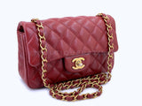 Chanel 2018 Iridescent Burgundy Red Caviar Rectangular Mini Flap Bag GHW D93