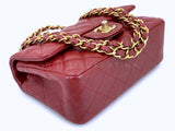 Chanel 2018 Iridescent Burgundy Red Caviar Rectangular Mini Flap Bag GHW D93