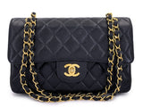 Chanel 1997 Vintage Black Caviar Small Classic Double Flap Bag 24k GHW  9TI
