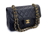 Chanel 1997 Vintage Black Caviar Small Classic Double Flap Bag 24k GHW  9TI