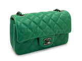 Chanel 16C Green Caviar Mini Rectangular Flap Bag RHW XKK
