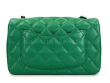 Chanel 16C Green Caviar Mini Rectangular Flap Bag RHW XKK