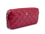 Chanel 2017 Red Fantasy Pearl Double Zip Clutch on Chain Crossbody Bag