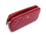 Chanel 2017 Red Fantasy Pearl Double Zip Clutch on Chain Crossbody Bag