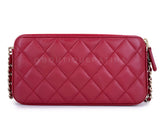 Chanel 2017 Red Fantasy Pearl Double Zip Clutch on Chain Crossbody Bag