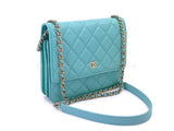 Chanel 19C Tiffany Blue Light Green Tall Wallet on Chain WOC Flap Bag GHW YWI