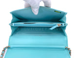 Chanel 19C Tiffany Blue Light Green Tall Wallet on Chain WOC Flap Bag GHW YWI