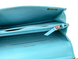 Chanel 19C Tiffany Blue Light Green Tall Wallet on Chain WOC Flap Bag GHW YWI