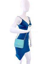 Chanel 19C Tiffany Blue Light Green Tall Wallet on Chain WOC Flap Bag GHW YWI