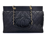Chanel 2003 Vintage Black Caviar Supermodel Weekender XXL GST Travel Tote Bag 501