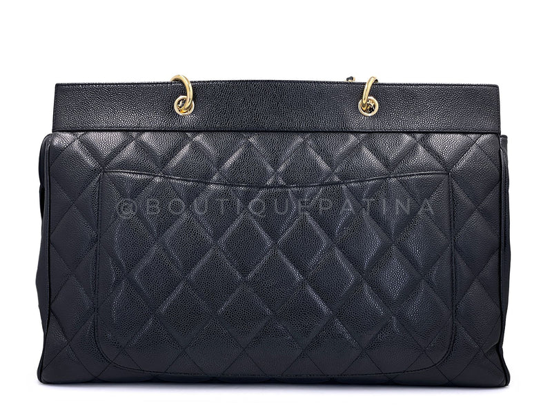 Chanel 2003 Vintage Black Caviar Supermodel Weekender XXL GST