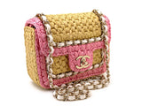 Chanel 24C Venice Beach Raffia Straw Pink Mini Flap Bag GHW SPU