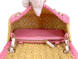 Chanel 24C Venice Beach Raffia Straw Pink Mini Flap Bag GHW SPU