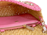 Chanel 24C Venice Beach Raffia Straw Pink Mini Flap Bag GHW SPU