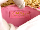 Chanel 24C Venice Beach Raffia Straw Pink Mini Flap Bag GHW SPU