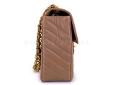 Chanel 1994 Vintage Taupe Beige Caviar Chevron Maxi "Jumbo XL" Classic Flap Bag 24k GHW     KM5