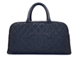 Chanel 2003 Vintage Black Caviar XL Large Bowler Duffle Bag WKJ