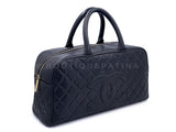 Chanel 2003 Vintage Black Caviar XL Large Bowler Duffle Bag WKJ