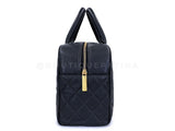 Chanel 2003 Vintage Black Caviar XL Large Bowler Duffle Bag WKJ