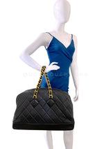 Chanel 92A Vintage Runway Weekender Quilted Bowler Bag 24k GHW KLK