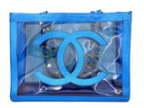 Rare Chanel 1995 "Barbie Collection" Metallic Blue Clear Tote Bag 24k GHW SD5