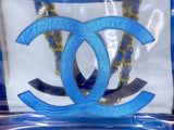 Rare Chanel 1995 "Barbie Collection" Metallic Blue Clear Tote Bag 24k GHW SD5