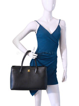 Pristine Chanel Large Black Executive Cerf Shopper Tote Bag GHW YUP