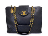 Chanel 1990s Vintage Black Quilted Supermodel XL Weekender Tote Bag 24k GHW WR2