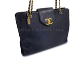 Chanel 1990s Vintage Black Quilted Supermodel XL Weekender Tote Bag 24k GHW WR2