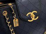 Chanel 1990s Vintage Black Quilted Supermodel XL Weekender Tote Bag 24k GHW WR2