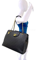 Chanel 1990s Vintage Black Quilted Supermodel XL Weekender Tote Bag 24k GHW WR2
