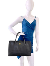 Chanel 2010 Large Black Executive Cerf Shopper Tote Bag GHW YUP