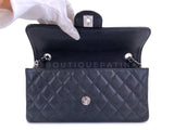 Chanel Vintage Black Caviar East West Medium Classic Clutch Flap Bag SHW 7VJ