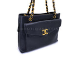 Chanel Vintage Black Caviar Medium Envelope Flap Shopper Tote Bag 24k GHW JRY