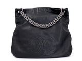 Chanel 2007 Vintage Black Chunky Soft and Chain Hobo Tote Bag RHW X8W