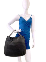 Chanel 2007 Vintage Black Chunky Soft and Chain Hobo Tote Bag RHW X8W
